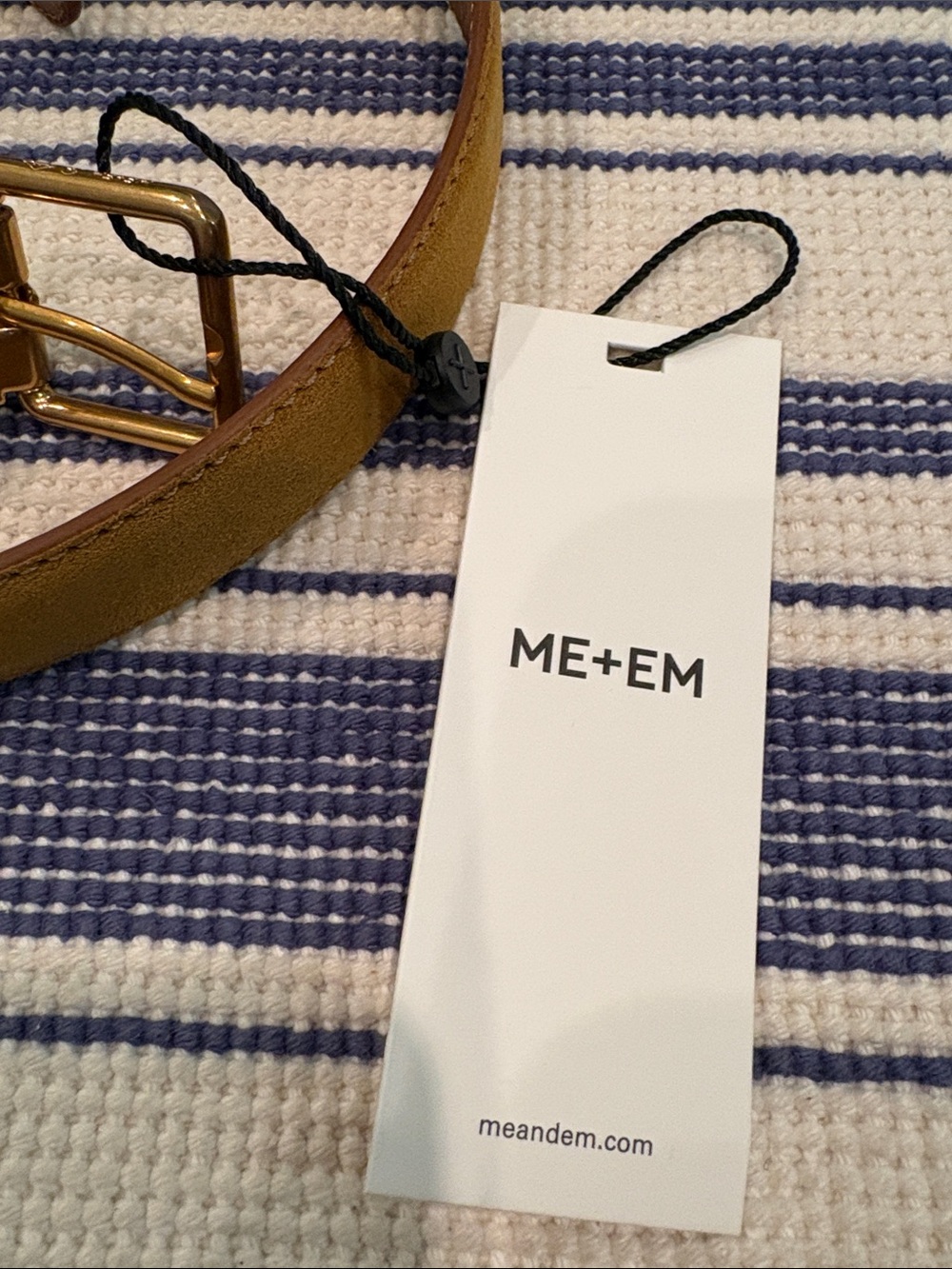 NWT ME+EM Suede Leather Reversible Belt in Mustard Tan Size M - Picture 4 of 9